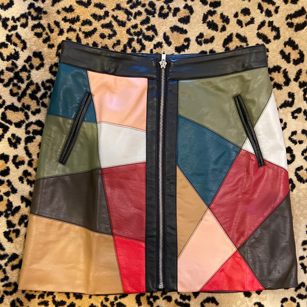 BCBG Leather Colored Mini Skirt